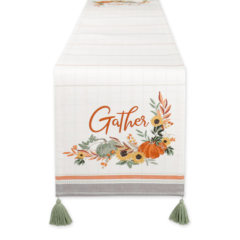 GATHER FALL SQUASH REVERSIBLE TABLE RUNNER 14X72