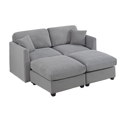 Virgus Upholstered Sectional Corduroy Sofa With Ottomans