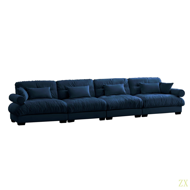 Canapé modulaire en velours surdimensionné Comfort, Velours bleu