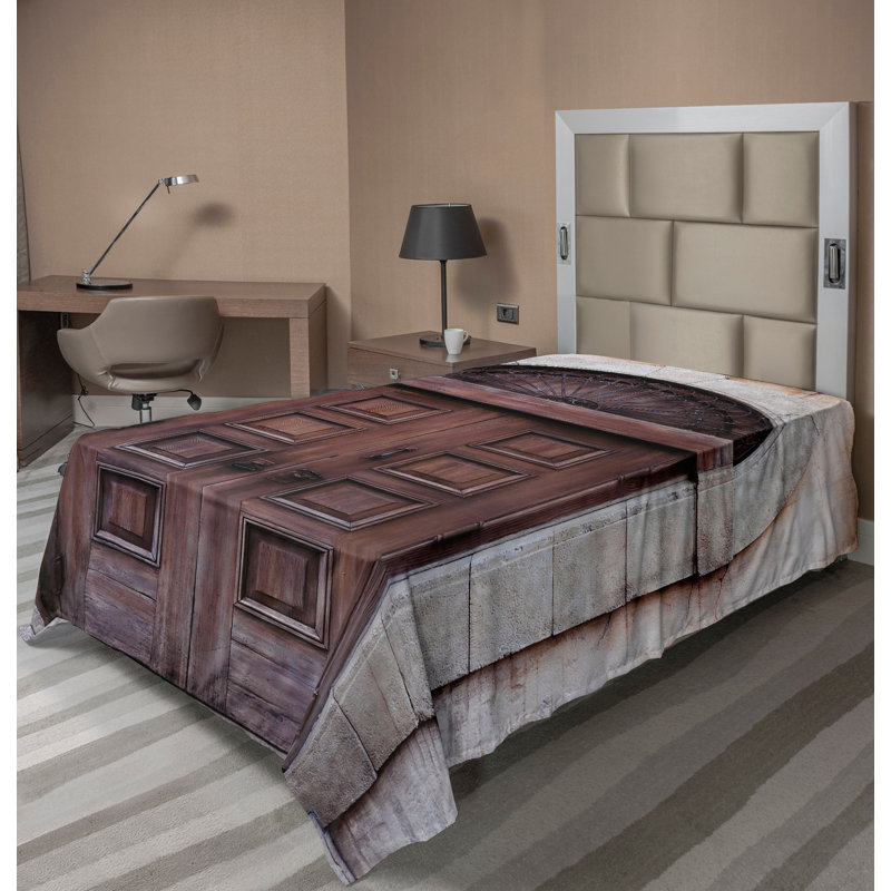 Ambesonne Rustic Top Flat Sheet Arched Venetian Door Brown Cream, Twin XL Flat Sheet