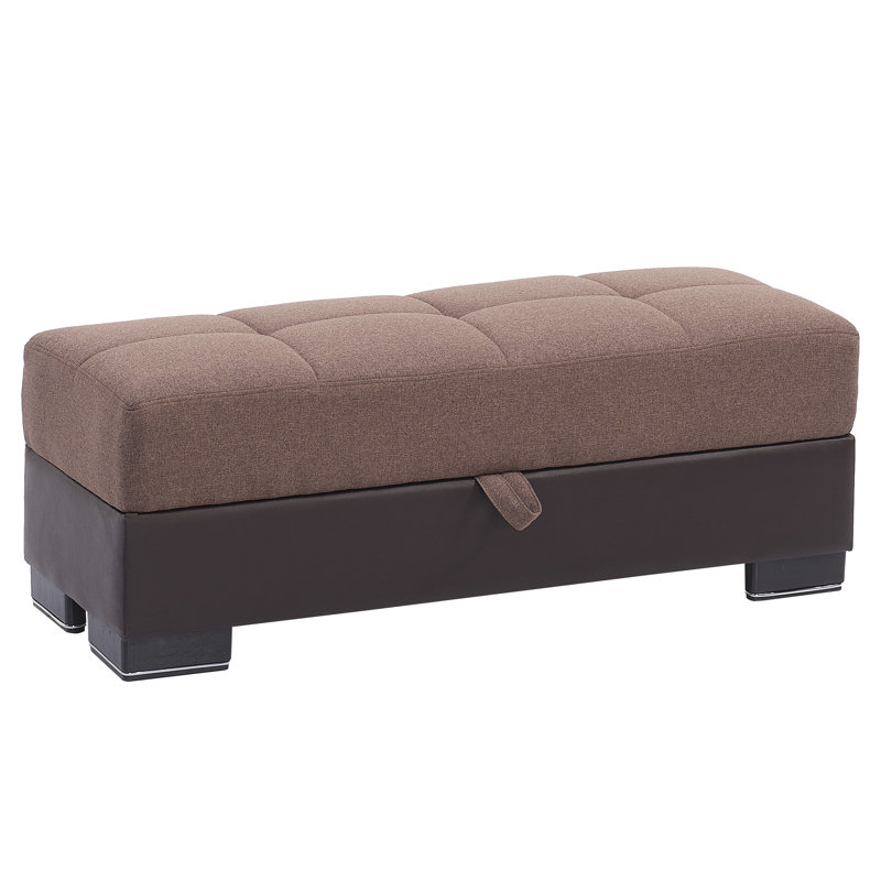 Legacy Fabric Upholstered Ottoman with Storage, Brown/Dark Brown Polyester
