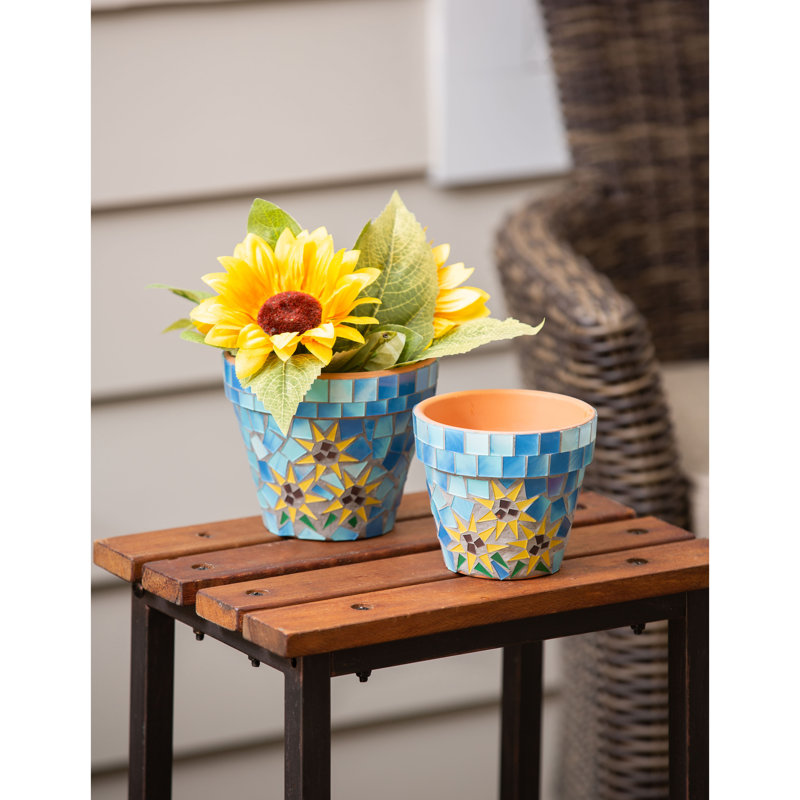 Pot de fleurs en terre cuite tournesols, ensemble de 2