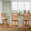 Tabouret de bar 30 po à finition naturelle avec siège pivotant Allure en tissu beige et coussin naturel embelli-1354174317-1354174319