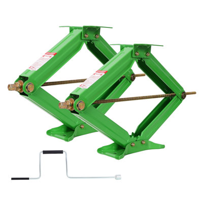 Vérins stabilisateurs à ciseaux pour VR d'une capacité de 5000 lb, kit de mise à niveau robuste en acier de 24 pouces avec poignée à manivelle, vert (ensemble de 2)