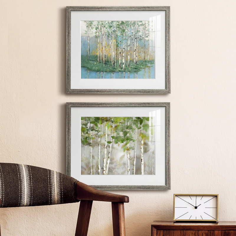 Birch Reflections Revisité - reproduction encadrée de qualité supérieure - prête à être accrochée