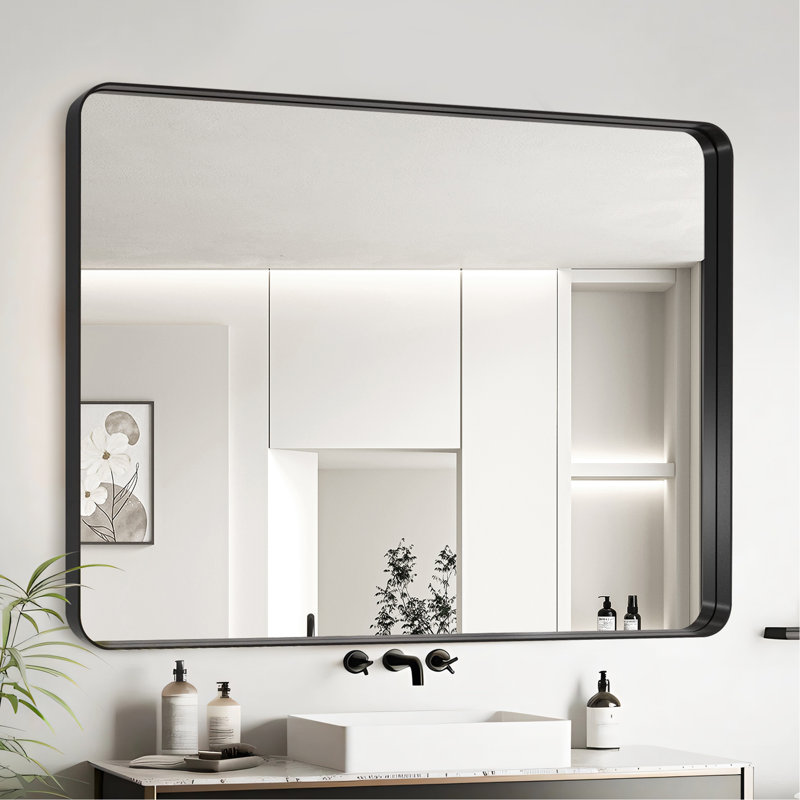 Miroir de salle de bain 40X32, 32 po x 40 po, Noir
