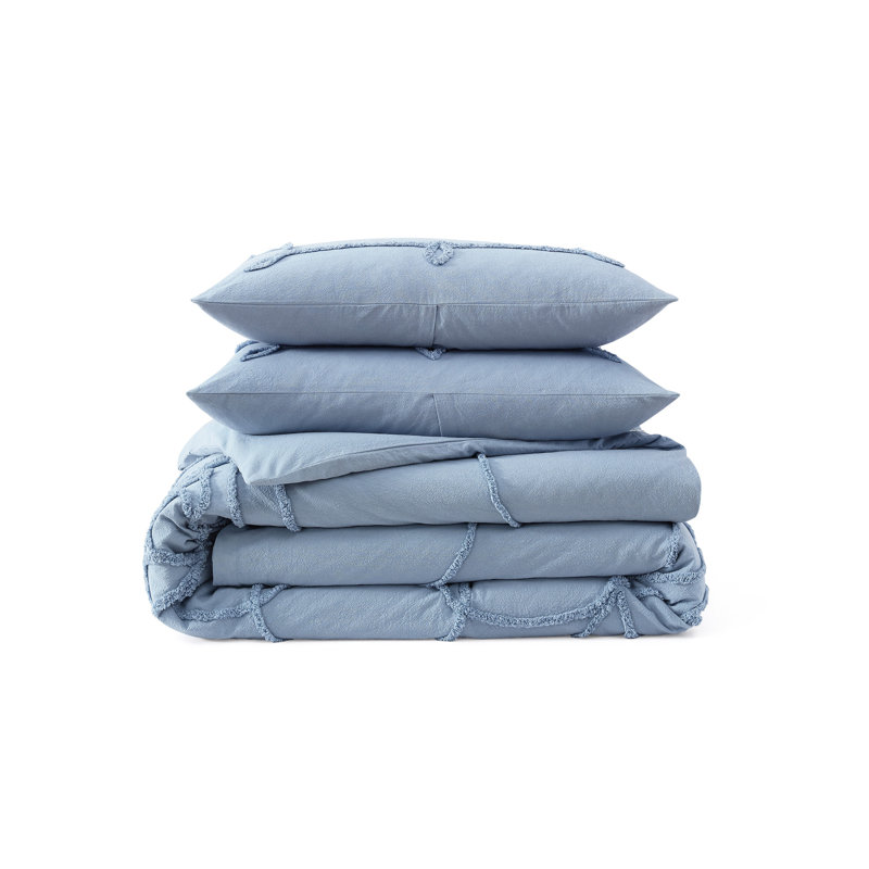 Ensemble d'édredon à volutes Peri Home - bleu, Édredon pour grand lit + 2 taies décoratives pou
