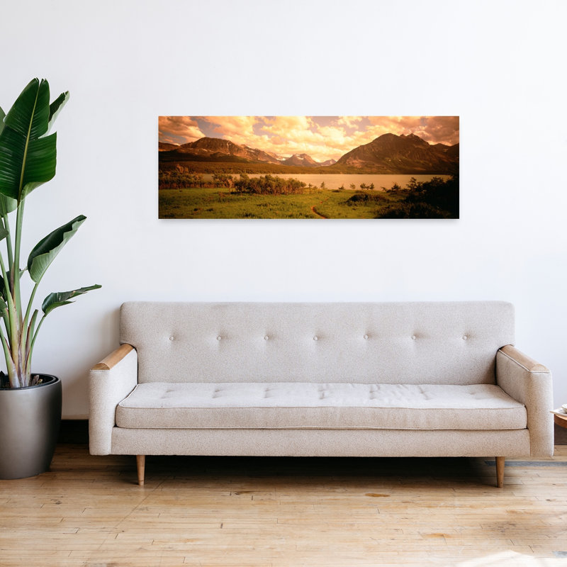 Saint Mary Lake Montana USA 1 Piece Wrapped Canvas Panoramic Wall Art, 40.64 cm H x 121.92 cm W