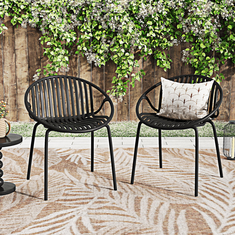 Ensemble de 2 chaises de patio empilables, Black