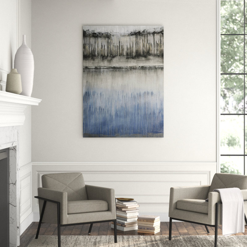 Charcoal Shift Print by Jennifer Hollack Raboin, 61" H x 44" W x 2" D, Stretched Canvas