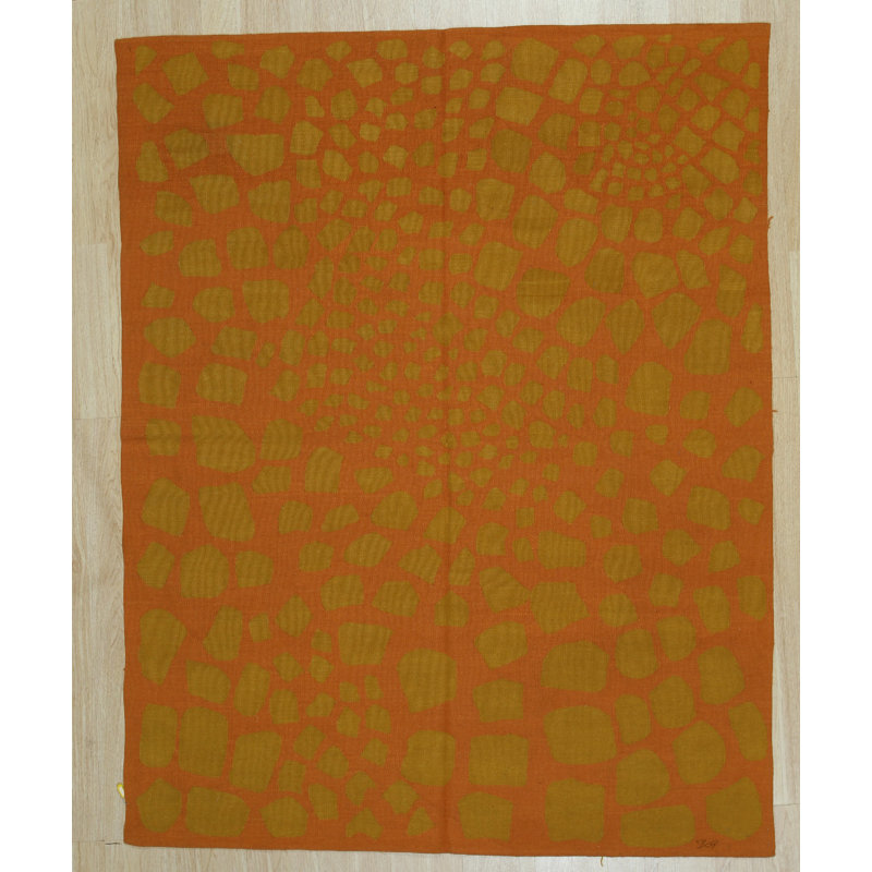 Tapis contemporain en laine tissé à plat à la main Brading