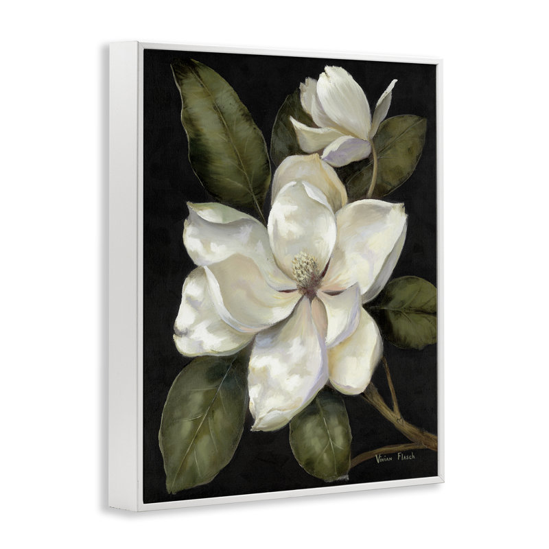 Giclée encadrée Blooming Magnolia Buds, design par Nan, Encadrement giclée blanc côtier, H 30 po x l 24 po