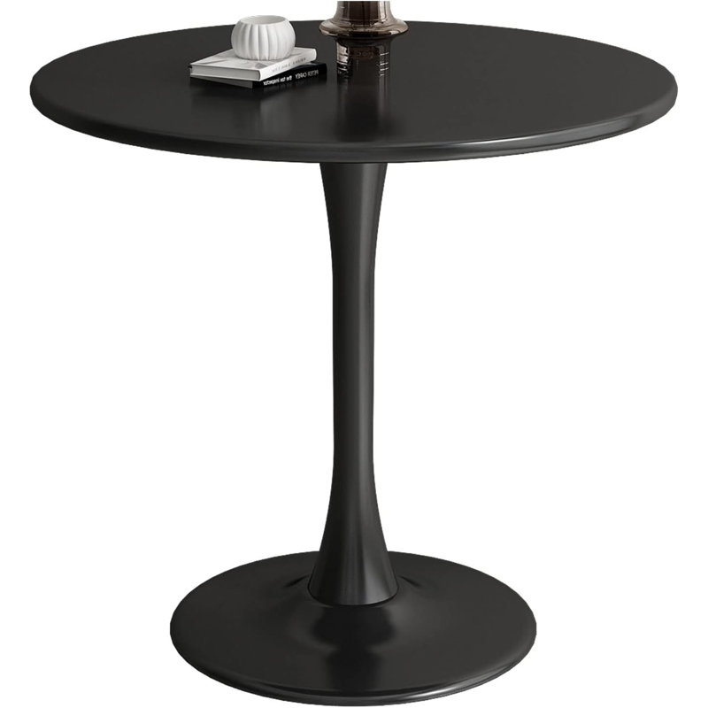 Table de salle à manger moderne 24 po avec table en tulipe, Bois manufacturé, H 19 po x L 23 po x l 23 po, Noir