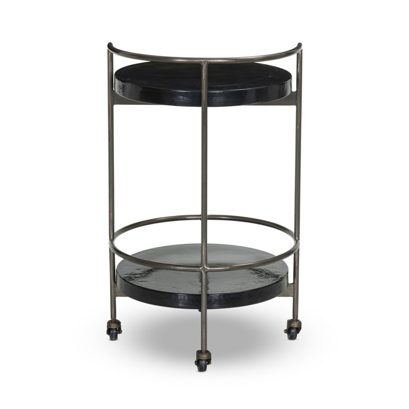 Mira Bar Cart - Smoked Brown Cast Glass, Moss Cast Glass