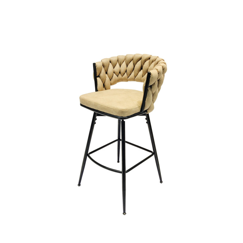 2pcs Brown Technical Leather Bar Stools. 360 Degree Swivel, Metal Base, Upholstered Seat For Kitchen Island, Bar, Cafe Stools Of 2. Frame, Bars, Cafes, Farmhouses