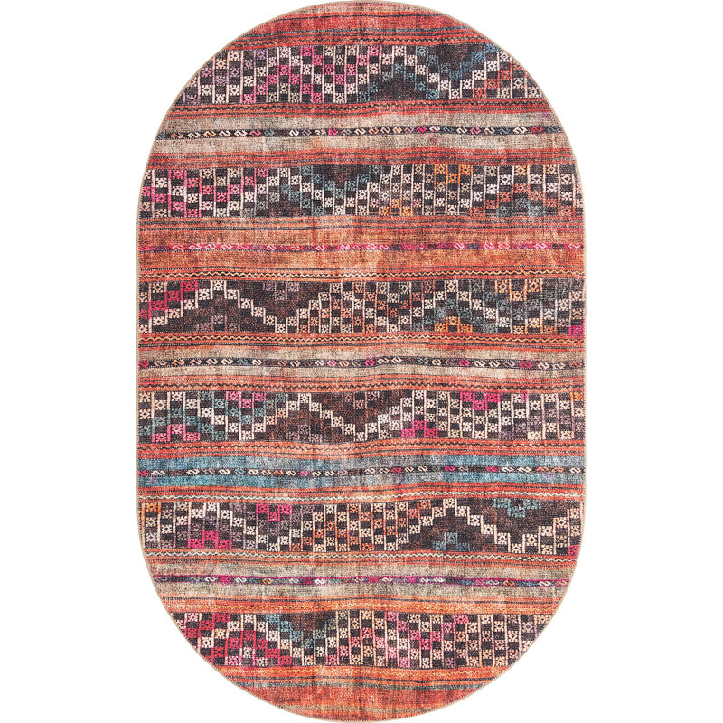 Mauri Chenille Oriental Indoor Rug, Oval 5' x 8'