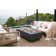 Granville Elementi 60" Rectangular Outdoor Concrete Fire Pit Table with Lava Rocks and Cover