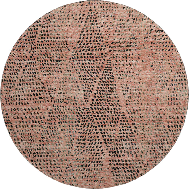 Premium Machine Washable Cerrito AMF591 Salmon Rug, Round 8'