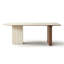Beige-blanc + brun demi-cercle fritté pierre + solide + table de salle à manger en bois manufacturé-133256397