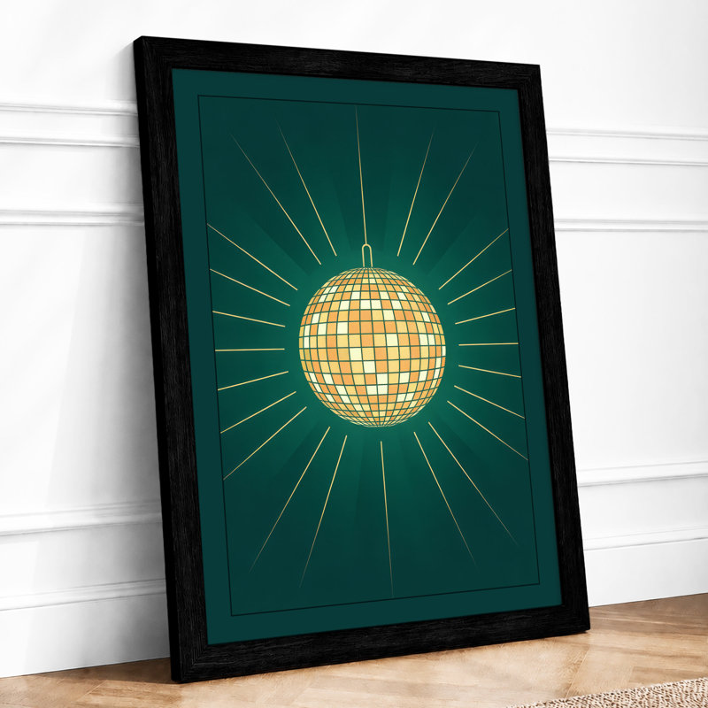 Disco Starburst Retro - Framed Print, A1 - 84.1 x 59.4 cm, Black