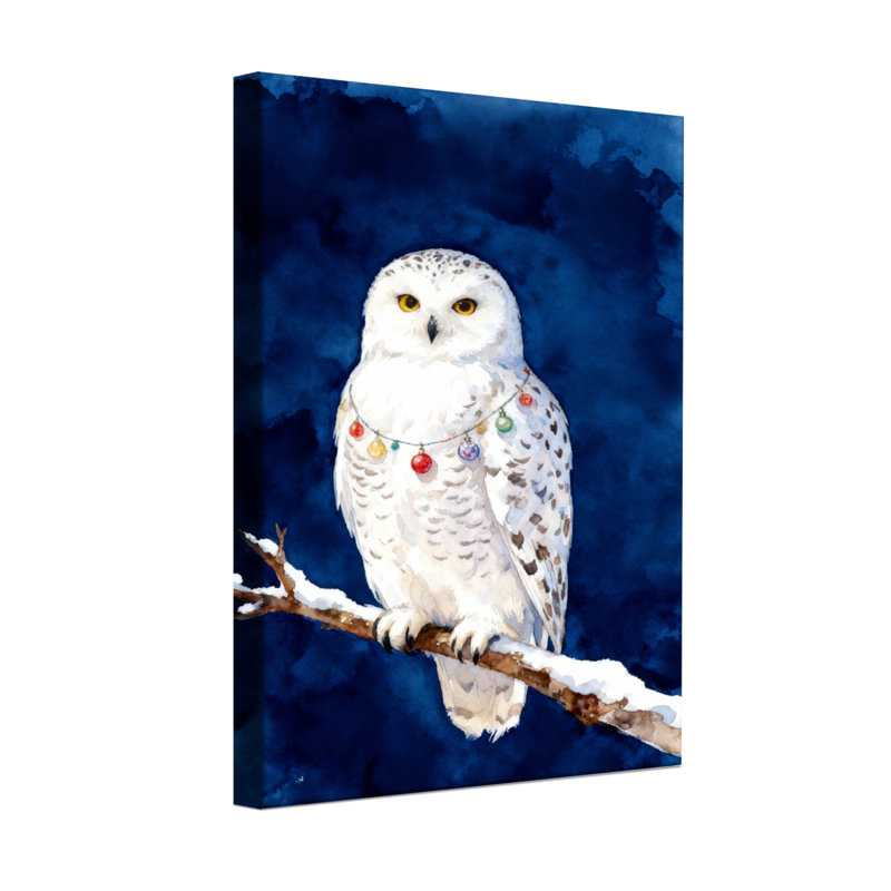 Hibou de Noël avec perles colorées sur une branche, H 36 po x l 24 po