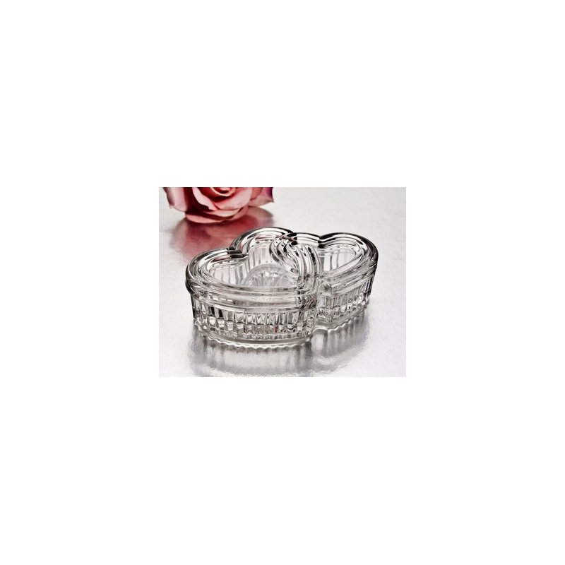 Boîte à accessoires en cristal double cœur