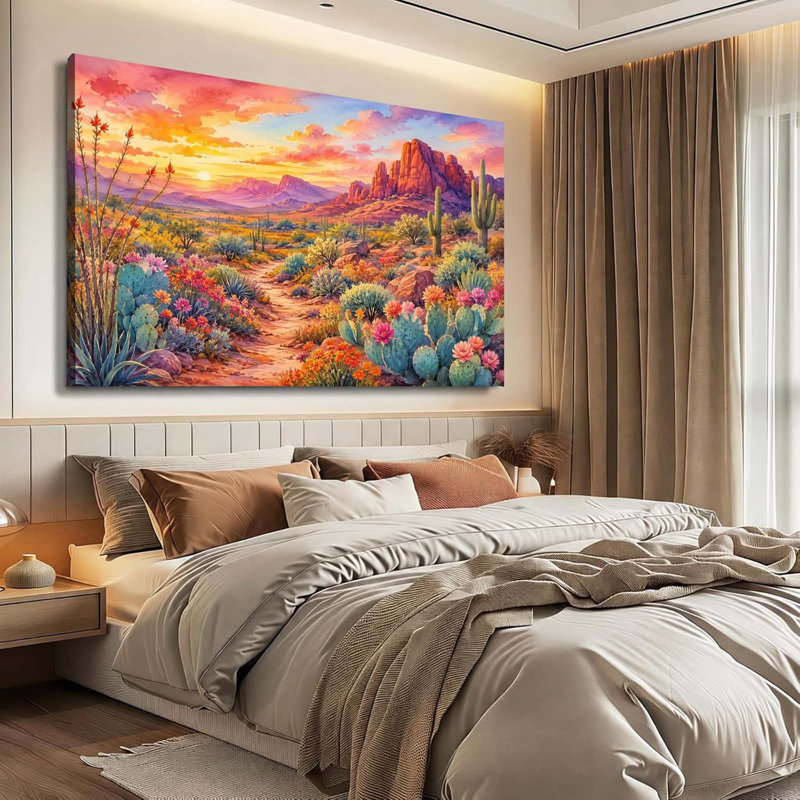 Southwest Desert Wall Art, Colorful Cactus Poster  40x60cm