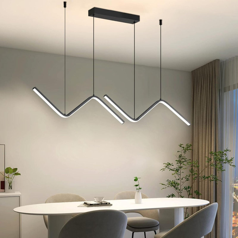 Luminaire suspendu moderne en forme de foudre à DEL avec télécommande 3000K 6500K à température de couleur réglable pour la salle à manger et le salon