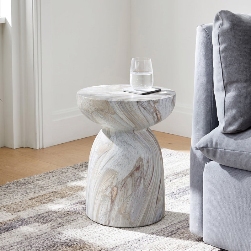 Table d'appoint contemporaine MGO Merek, L 15,94 po x P 15,94 po x H 18,11 po, Mist Stone