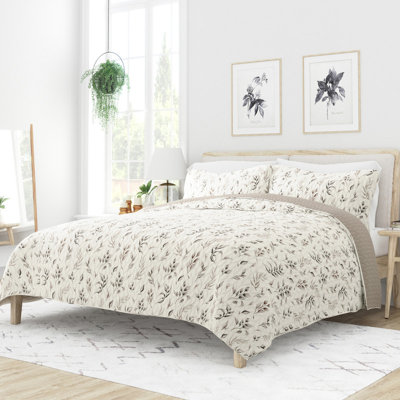Becky Cameron Beige Microfiber Reversible Quilt Set