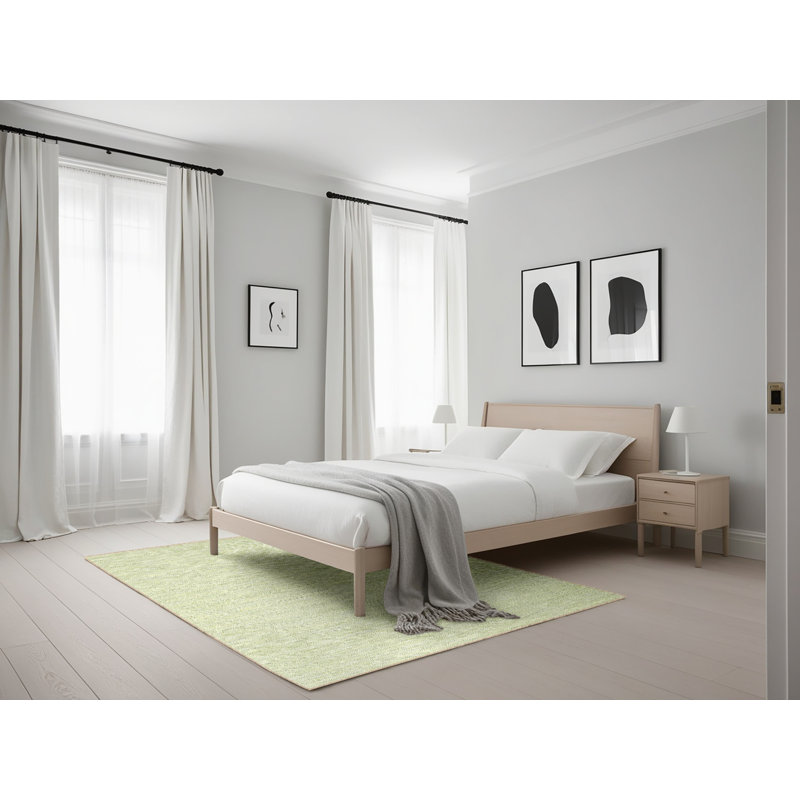 Tapis zone verte claire contemporaine, Rectangle 5 pi x 7 pi