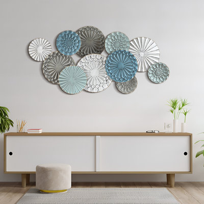 Multi-Colour Metal Abstract Flower Wall Decor