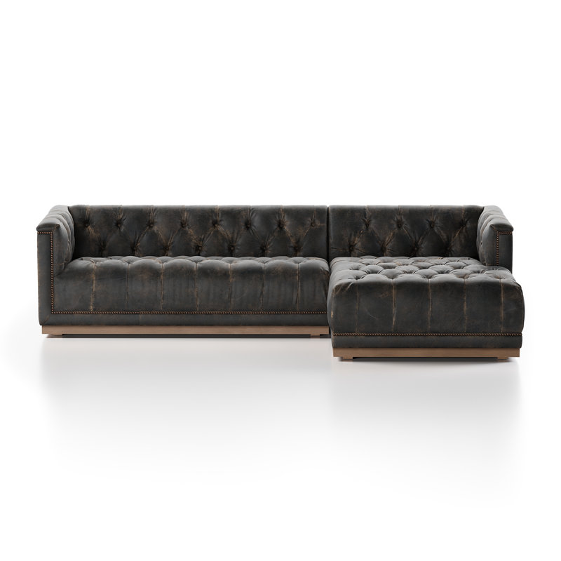 Leela 108.5" Wide Genuine Leather Sofa & Chaise, Right Hand Facing