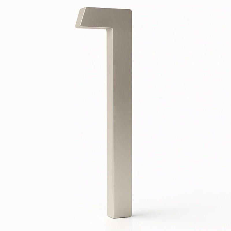 Méga poignées avec numéros de maison pour l'extérieur - 5 po pour installation facile à installer au mur - Numéros de métal robustes pour l'adresse sur la maison, quincaillerie de fixation incluse - Nickel satiné (numéro 0)
