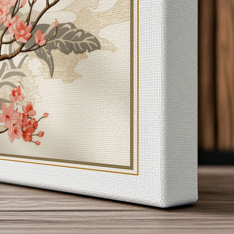 Cherry Blossom Branch Japandi - Wrapped Canvas, 18x12 - 45.7 x 30.5 cm, White Border