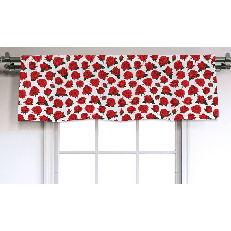 Sateen Floral Ruffled Window Valance