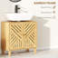 HOMCOM Under Sink Bathroom Cabinet Bamboo Freestanding Slat Doors Natural
