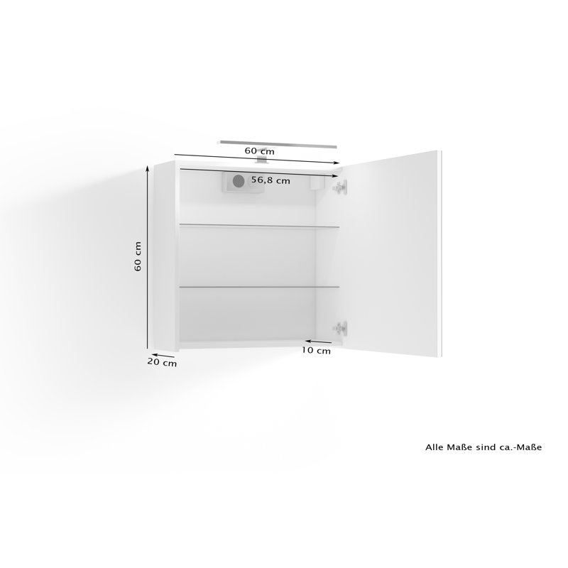 Euclides 600mm W 600mm H Surface Frameless Medicine Cabinet Mirror 3