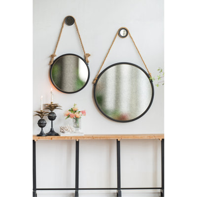 Miroir 19,5 po à cadre en métal gris pour décoration murale