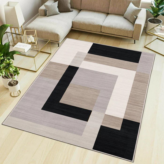 Demiah Abstract Machine Printed Area Rug, Rectangle 40 x 60 cm