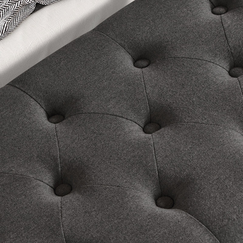 Arnika Polyester Upholstered Storage Bench, Dark Gray