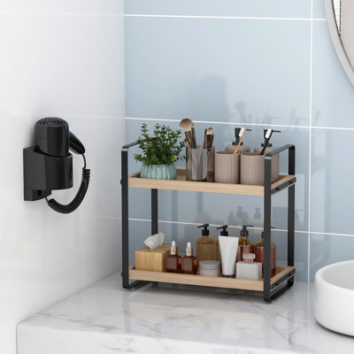 Organisateur de comptoir de salle de bain, organisateur de comptoir de salle de bain, support de comptoir, rangement de comptoir, rangement et rangement, support à maquillage, support d'évier (2 couches)