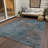Machine Washable Indoor/Outdoor Christain ACN1362 Teal Rug-102676090