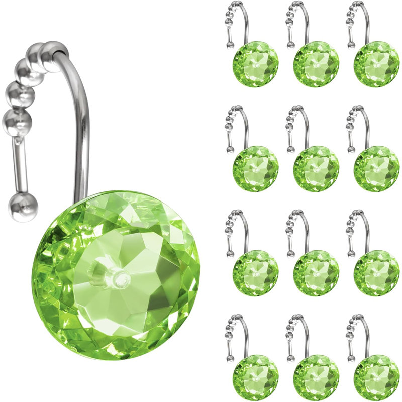 Crochets de luxe pour rideaux de douche ronds avec boules coulissantes, anneaux en strass antirouille pour un mouvement de rideau sans effort