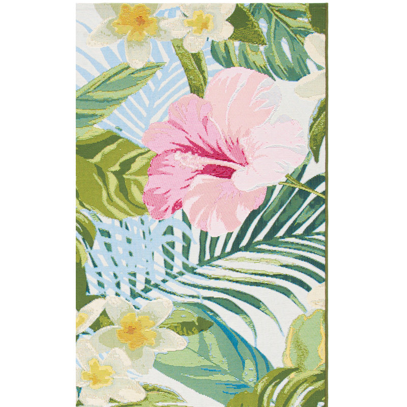 Tapis d'intérieur / extérieur floral Ithaca 500 Performance, Rectangle 8 pi x 10 pi 5 po