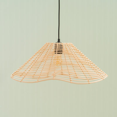 23cm H Rattan Round Pendant Shade ( Clip On ) in Beige