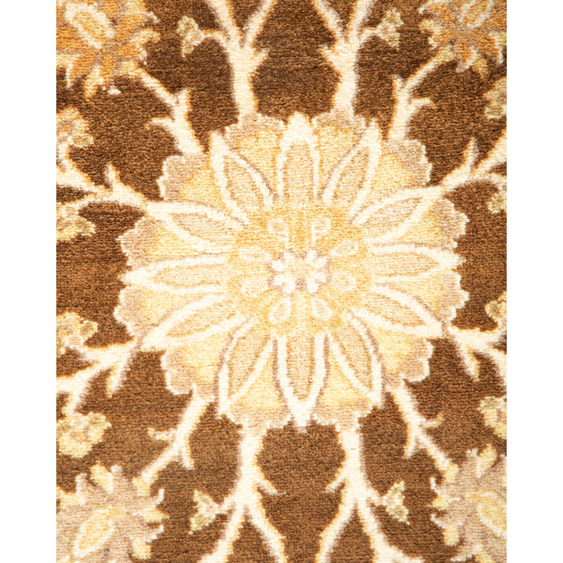 Handmade Yellow Wool Rectangular Area Rug 4'1" x 6'