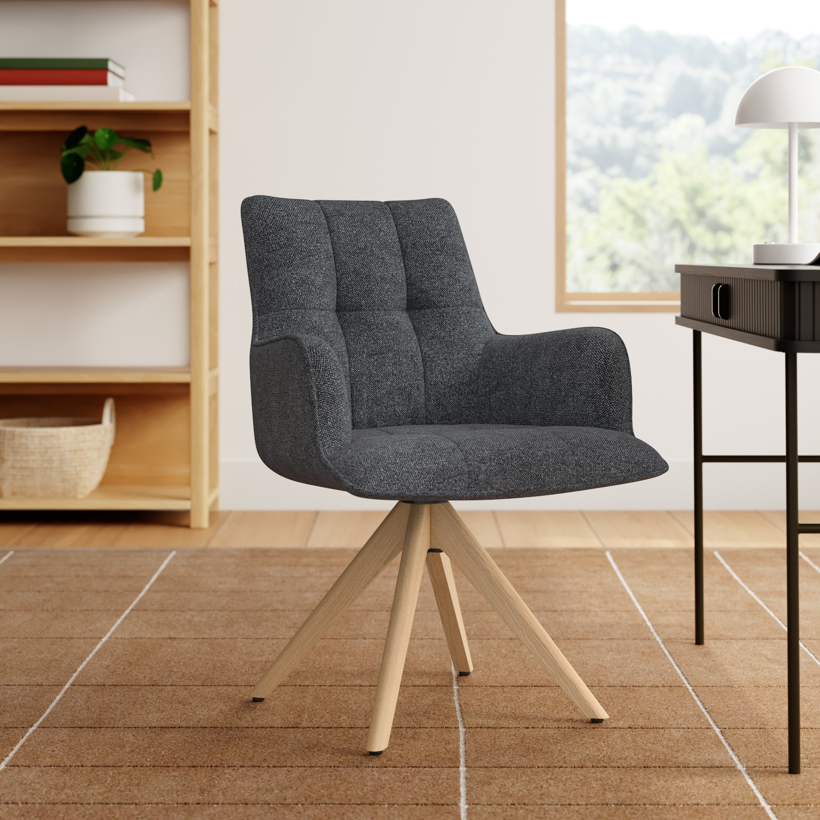 Jadel Office Chair, Dark Gray Basketweave