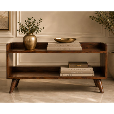 Uwais Solid Wood Open Storage Bench