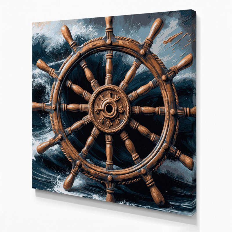 Art mural sur toile roue nautique bleue, H 32 po x l 32 po